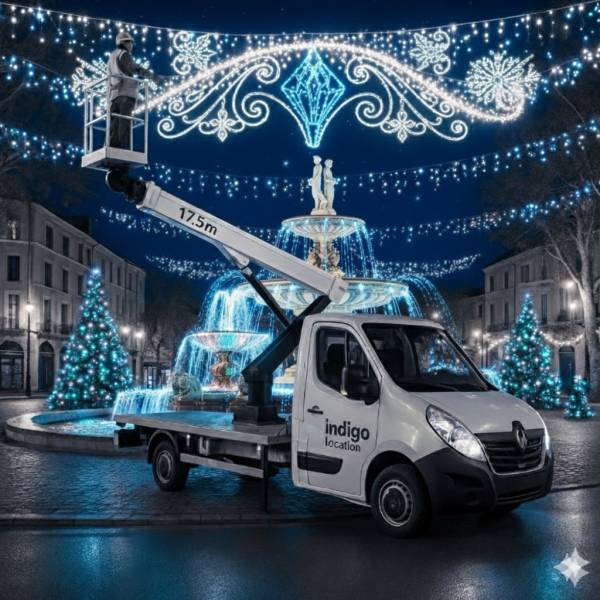 Location camion nacelle 17m Aix-en-Provence - illuminations Noël éclairage fête de fin d'année -  façades commerces artisans - prix féérique - PACA professionnel
